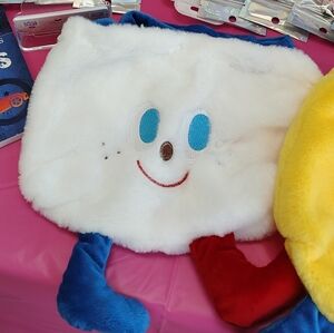 Smiley Face Plush Bags in White and Yellow